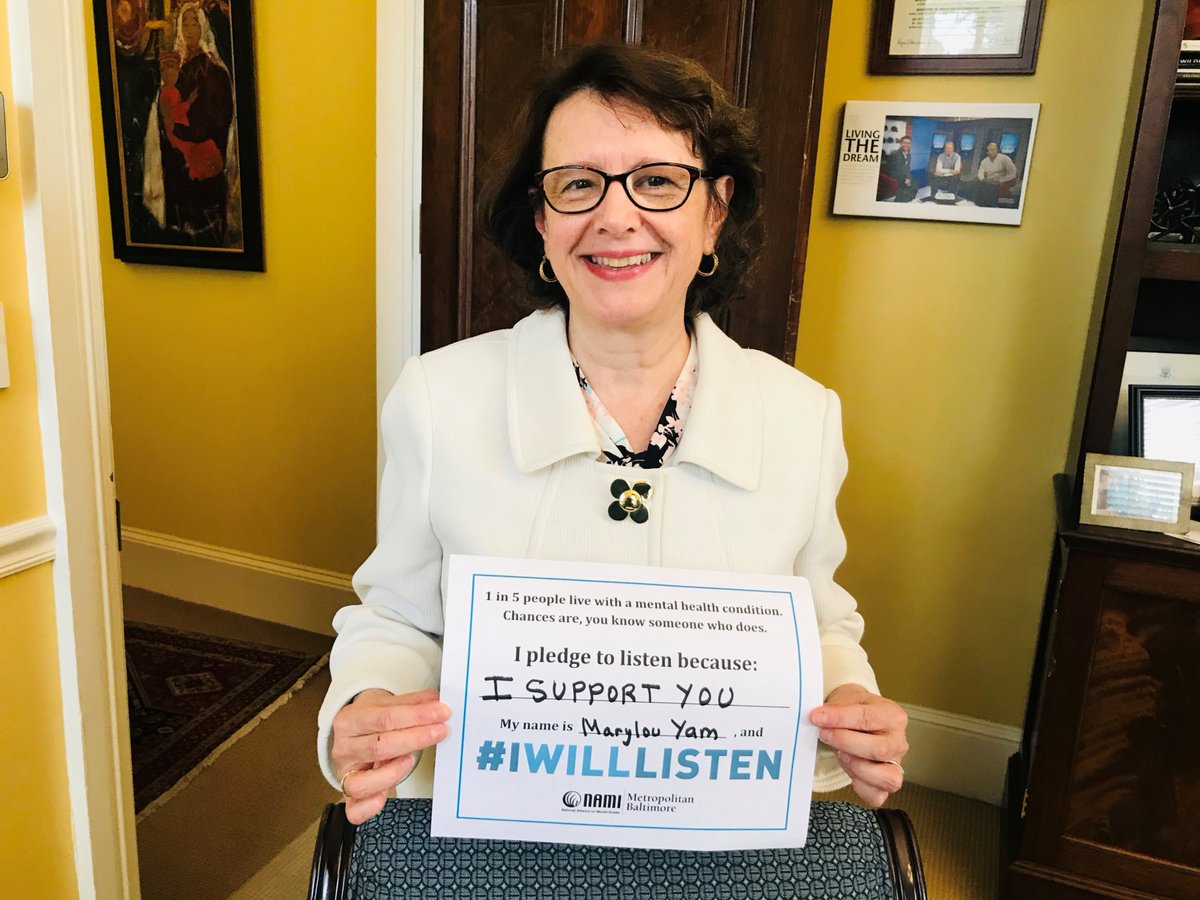 NAMI_Baltimore's tweet photo. We're ecstatic that Notre Dame of Maryland University has joined #IWillListen as a partner this fall. In honor of this new partnership, President Marylou Yam took the pledge to listen and shared this statement with NDMU students. #NDMUtogether @NotreDameofMD https://t.co/JLfJz2gL5y