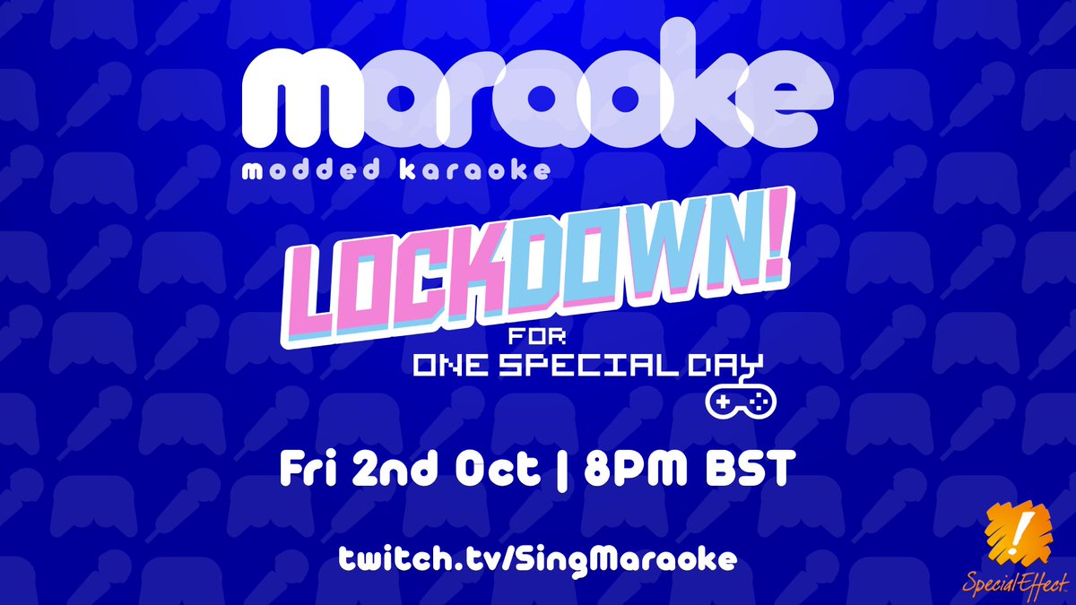 (Whoops - we got so ahead of ourselves we forgot to Tweet)

📢 MARAOKE LOCKDOWN FOR #OneSpecialDay IS LIVE NOW 📢 
twitch.tv/singmaraoke