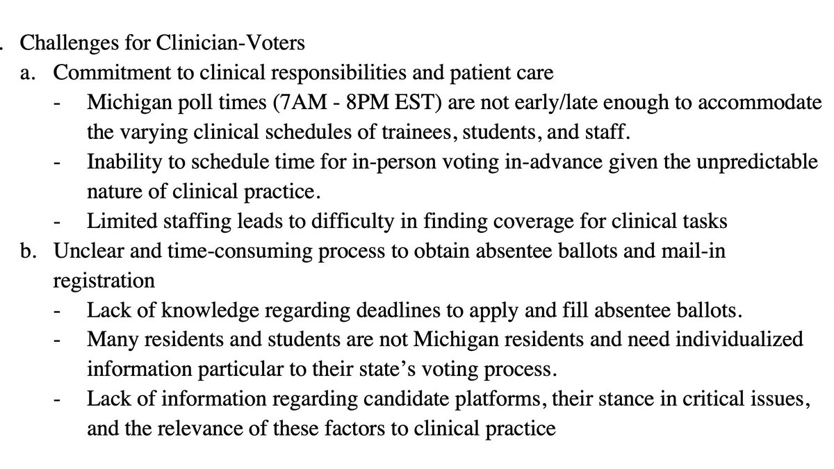 We outlined our challenges as an organization, responsibilities to our work with patients, to each other, and to the election process as citizens who also happen to be doctors (9/x) Thank you for all the format inspiration  @arikanters &  @spshubeck! (9/x) https://medicine.umich.edu/dept/surgery/news/archive/202002/it%E2%80%99s-not-magic-it%E2%80%99s-strategic-balancing-motherhood-surgery