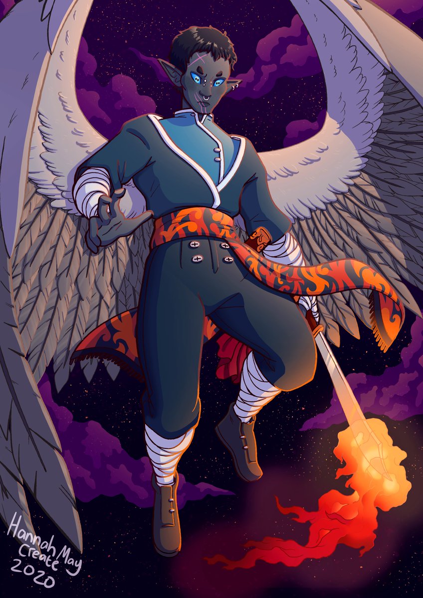 EIGHT.  @HannahMayCreate is a nonbinary comic creator. Just LOOK at their art of our aarakocra ranger & aasimar bloodhunter! Buy Issue One of their  #DND-inspired comic, The Beyonders, for <$7 on Etsy ( https://www.etsy.com/uk/shop/HannahMayCreate) and follow 'em on Instagram ( https://www.instagram.com/hannahmaycreate/)!