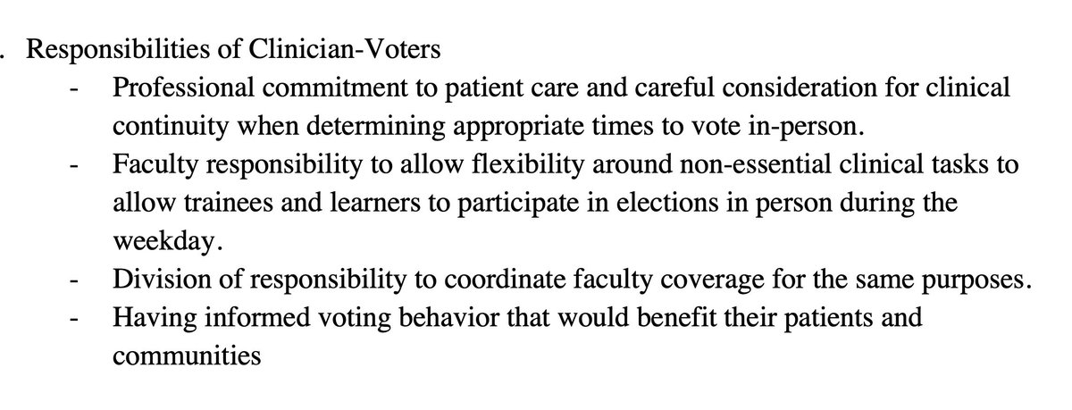 We outlined our challenges as an organization, responsibilities to our work with patients, to each other, and to the election process as citizens who also happen to be doctors (9/x) Thank you for all the format inspiration  @arikanters &  @spshubeck! (9/x) https://medicine.umich.edu/dept/surgery/news/archive/202002/it%E2%80%99s-not-magic-it%E2%80%99s-strategic-balancing-motherhood-surgery