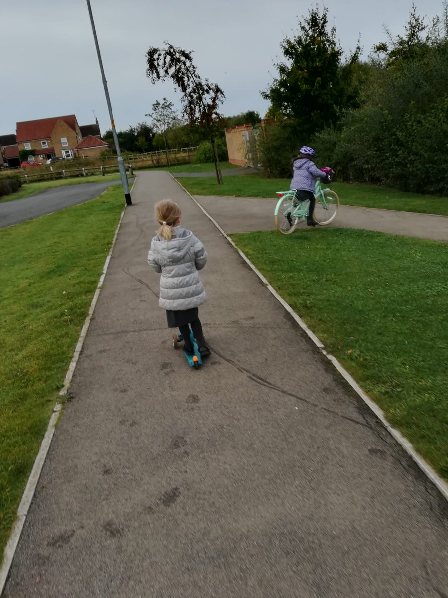 mwhogg's tweet photo. Our two bike or scoot to school most days, but especially for #BikeToSchoolWeek @sustrans #SustransWin https://t.co/QU6UDe346X