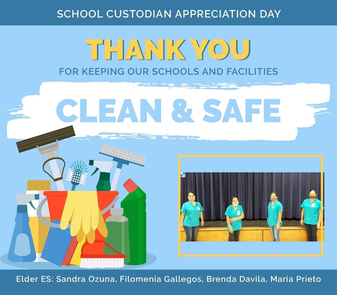 ElderElementary's tweet photo. We would like to take a moment to recognize our amazing custodial staff at Elder Elementary!  They do a tremendous job keeping Elder clean, safe, and beautiful daily! https://t.co/scsVzwHuzm