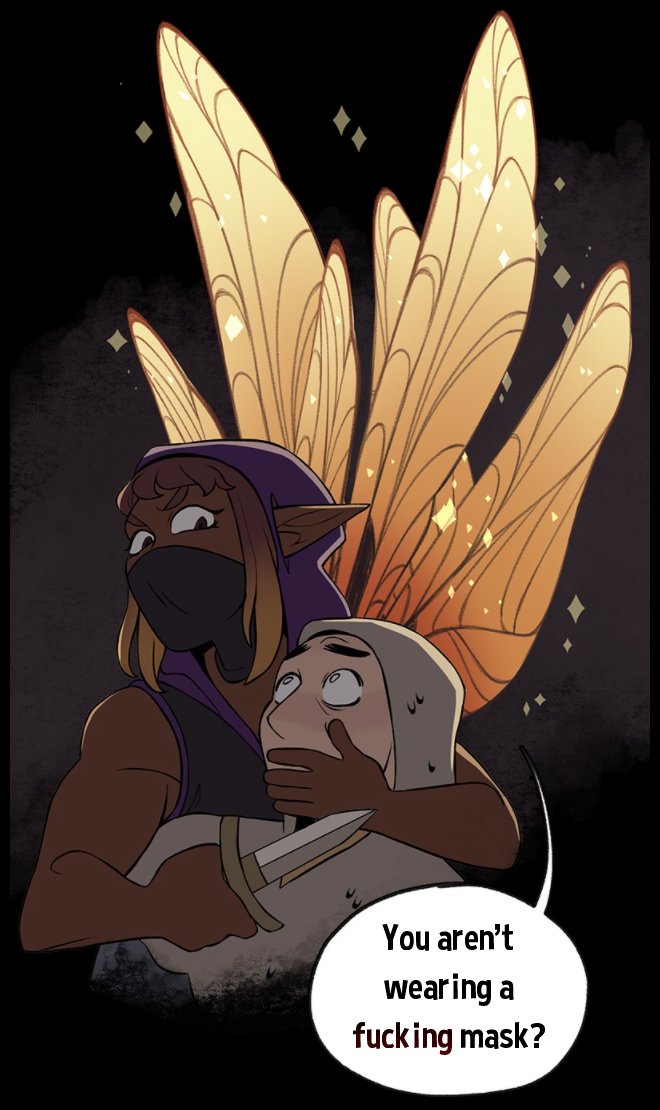 Edit from Episode 5 of "Suitor Armor" made by @BookishSiren that made me laugh way too hard
(but yes, mystery fairy says wear your damn masks)