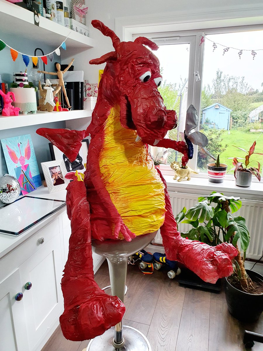 ArryCain's tweet photo. Griff the dragon is one of my first and favourite illustrated characters, I'm currently writing one of many stories involving him, but ever since I created him on paper I've wanted to make a life size model of him....so I did 😁 This is big Griff! #illustration #modelmaking https://t.co/WBMlGPQwem