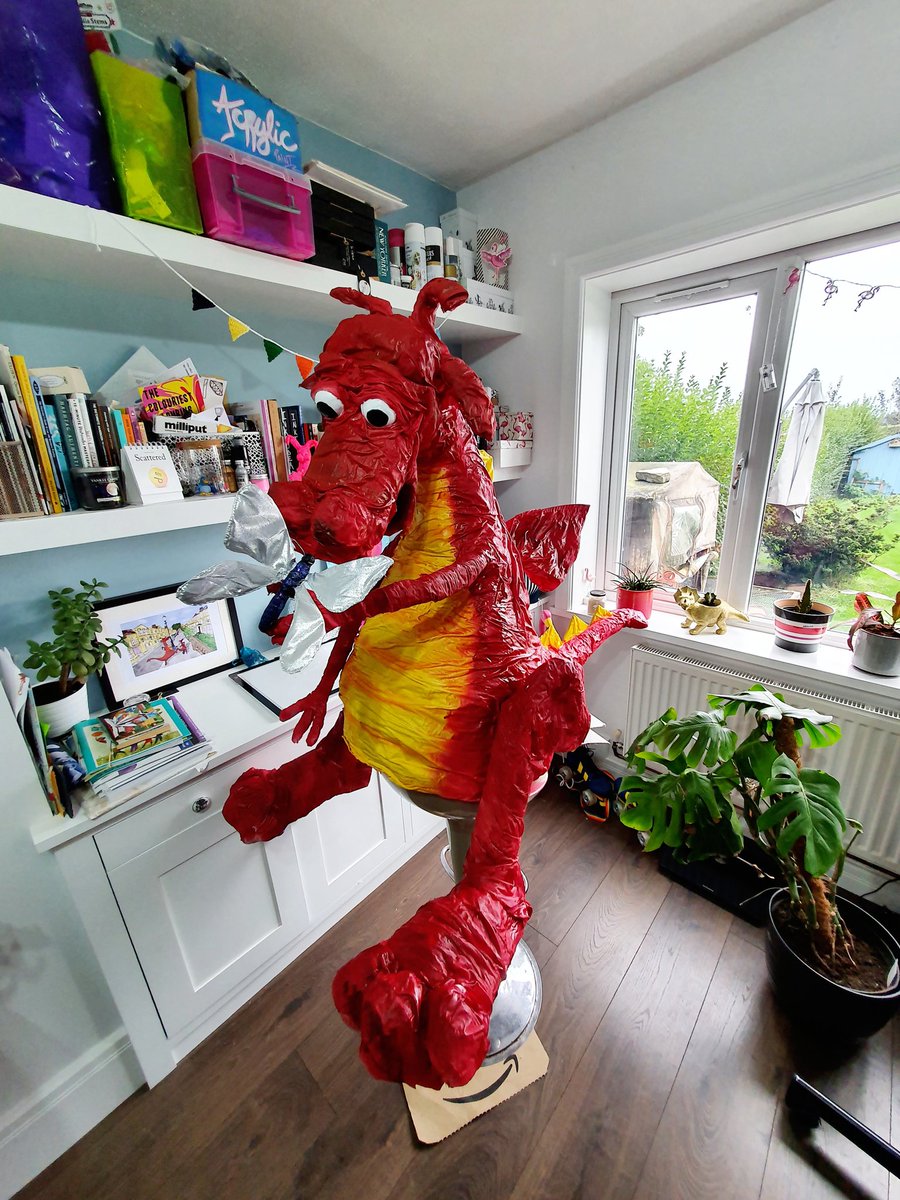 ArryCain's tweet photo. Griff the dragon is one of my first and favourite illustrated characters, I'm currently writing one of many stories involving him, but ever since I created him on paper I've wanted to make a life size model of him....so I did 😁 This is big Griff! #illustration #modelmaking https://t.co/WBMlGPQwem