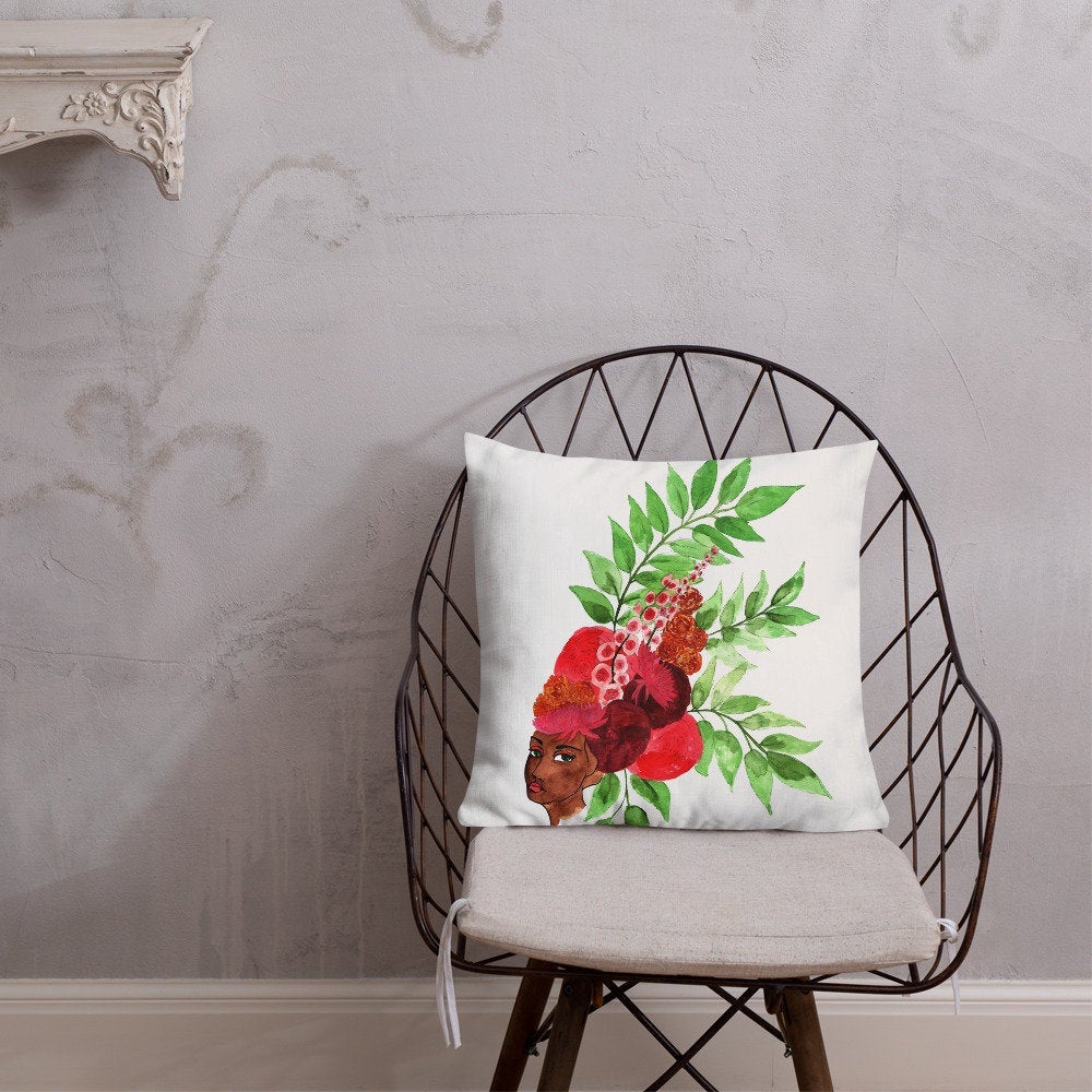 Excited to share the latest addition to my #etsy shop: Rose haired woman Premium Pillow, Boho Décor , Home Décor ,Statement Pillows, Luxury Pillows etsy.me/30wc7uW #red #green #kid #handmadefashion #fashion #wearableart #floralclothing #floralpillows #flowerdec