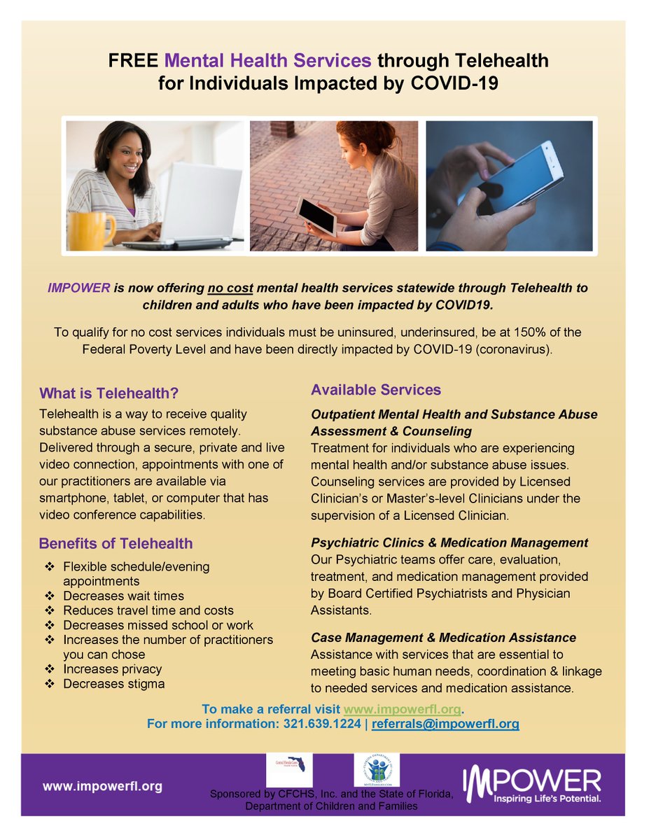 CF_SouthLake's tweet photo. The last 6 months have been difficult for so many of us. If you are looking for support, Impower is offering no-cost mental health services statewide through Telehealth to children and adults who have been impacted by COVID-19. To learn more, visit https://t.co/prNaZr7OjF. https://t.co/E4SKjbvGC8