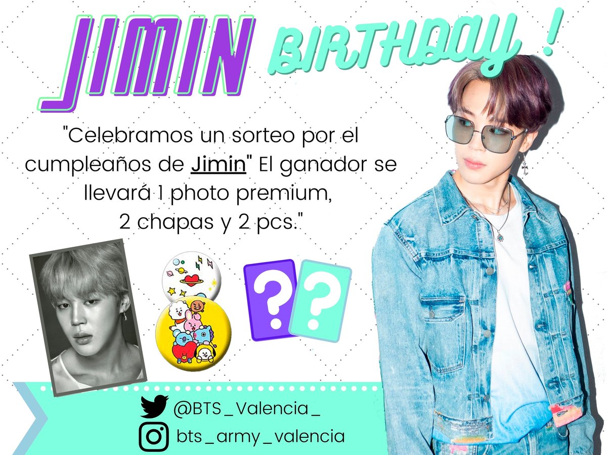 BTS_Valencia_'s tweet photo. ✨SORTEO✨

🎉ARMY, os traemos un sorteo por el cumpleaños de Jimin! Sigue los pasos que aparecen en las fotos para participar 👇🏼

📅Desde hoy hasta el día 13 de Octubre a las 23:59 h. Se anunciarán los ganadores el 14 de Octubre.

🔶Para toda la Península e Islas.

@BTS_twt https://t.co/kkQ61IG0up