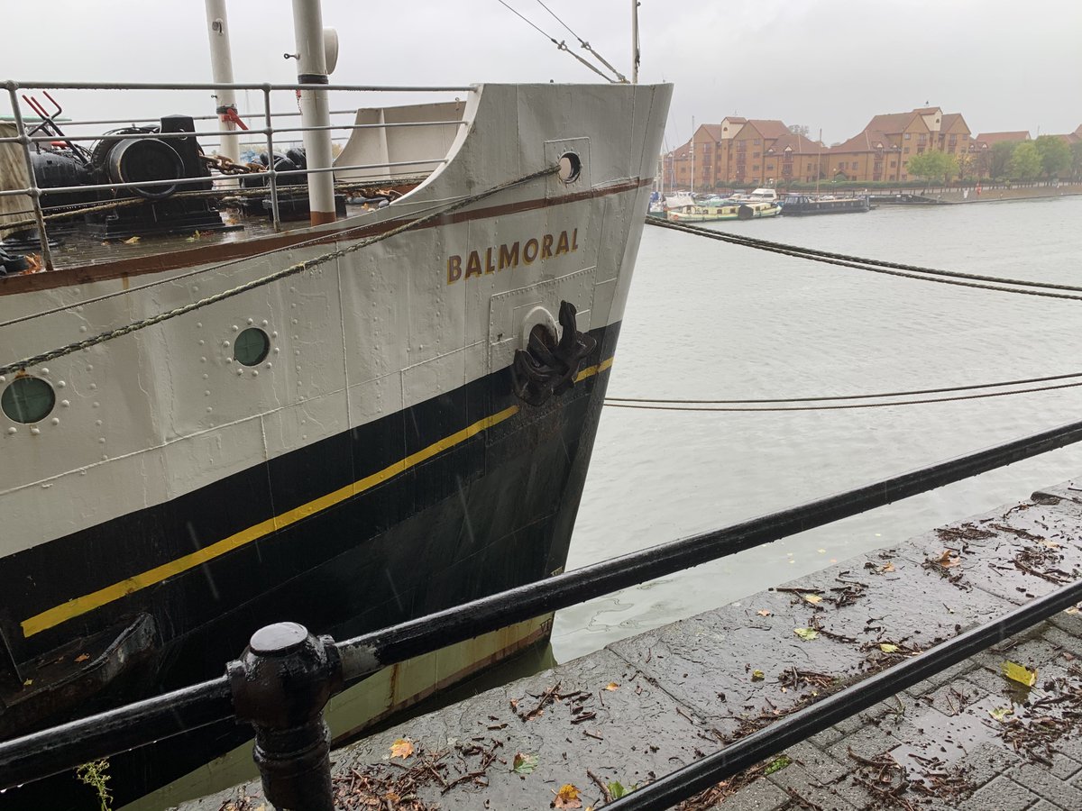 Historic steamer <a href="/MVBalmoral/">Balmoral</a> moored under murky skies in Bristol
