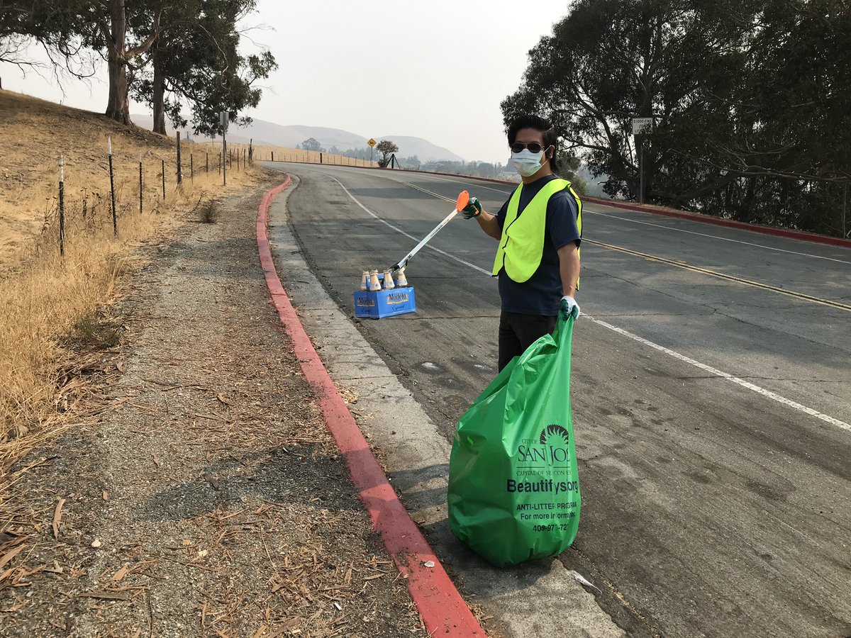 SanJoseD4's tweet photo. We’ve been working from home for months now and hardly get to see each other. So the team decided to get together, get outside, and get some cleaning done along Suncrest Ave. this morning. #SJD4 https://t.co/OxVWYxMWa4