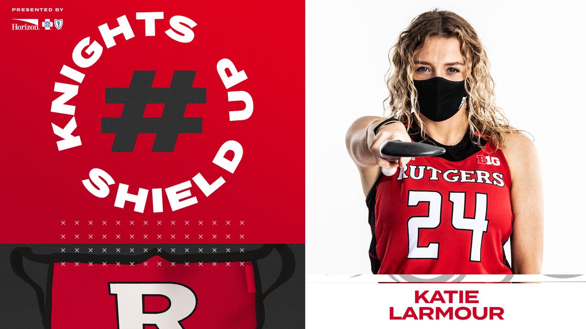 RUAthletics's tweet photo. 🏑 with it and wear a mask.

@katie_larmour12 of @RUFieldHockey reminding you how #KnightsShieldUp ⚔️🛡️😷 https://t.co/2vjkqZq5Dk