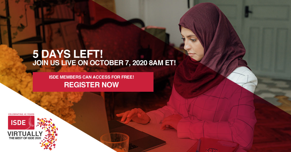 ISDE_net's tweet photo. The countdown is on! 5 days left until we go live for the webinar on Benign #Esophageal Diseases, and Endoscopic Management of Neoplasia! Join Professor Kenneth Wang and our global speakers on Oct. 7 at 8AM ET/12pm UTC/GMT. Register: https://t.co/z6PCJd36rU #ISDEVirtual #ISDE2020 https://t.co/pQRLOP3V0c