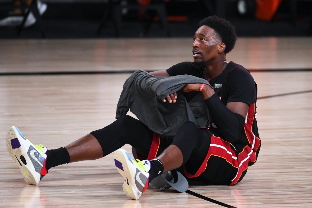 BleacherReport's tweet photo. Bam Adebayo will not play in Game 2 with shoulder injury, per @wojespn https://t.co/KLDWkYQQF1