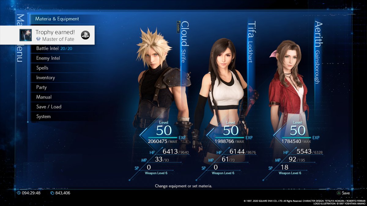 PhoenixGunner66's tweet image. FINAL FANTASY VII REMAKE
Master of Fate (Platinum)
Earn all FINAL FANTASY VII REMAKE trophies. #PS4share