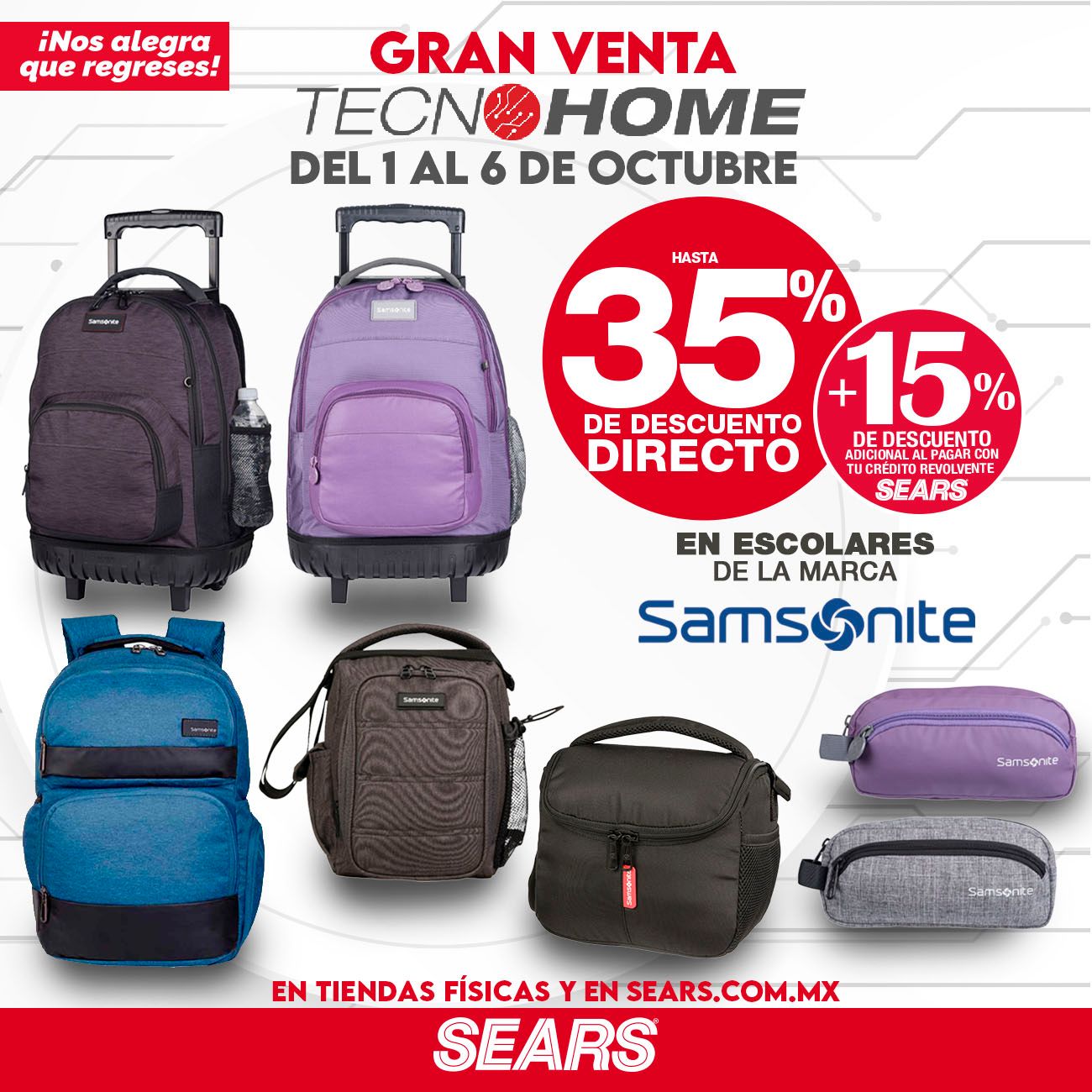 Sears México Twitter: "Descubre la colección mochilas escolares # Samsonite. ¡Te encantarán! ❤ Da clic aquí 👉https://t.co/WvKQdOCQRo Válido del 1 al 6 de octubre 2020. Consulta bases de esta promoción