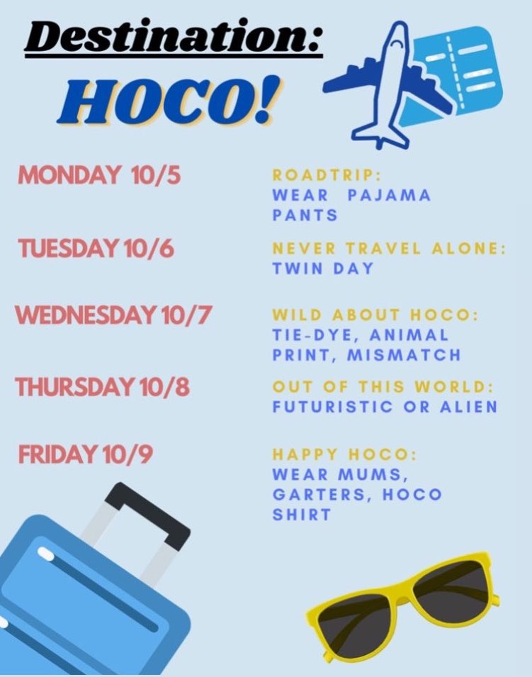Hey Falcons!  
The time has come to travel the world (safely from Timber Creek or your Home)! 

Here’s a fun flyer we made for you to share around with our wonderful dress up days :) 

Be sure to tag us in your pictures for a shout-out!