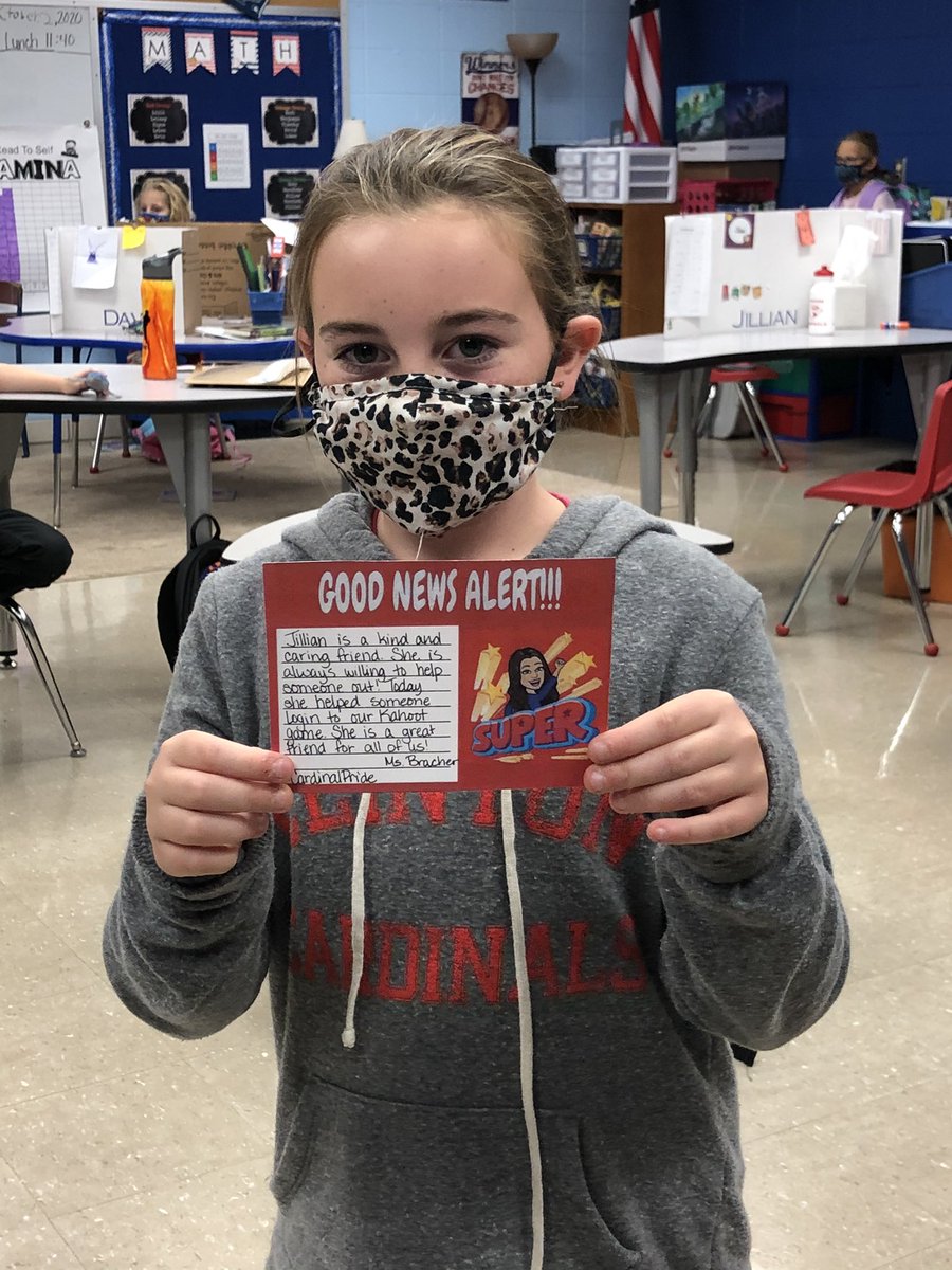 bracherbunch3's tweet photo. It’s FRIDAY......that means it’s shout-out time! These 4 friends are taking home positive notes for the great choices they have made or acts of kindness they have shown! #positivity #CardinalPride https://t.co/OFYZpNN0X5