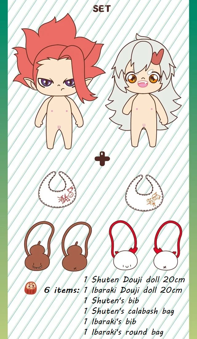 ShopThl's tweet photo. [VN G.O]
[Vietnam group order]

Cặp Tửu thôn + Tỳ mộc mẫu giáo

·Full set: Tửu thôn*1, Tỳ mộc*1, Yếm ăn dặm*2, Túi hồ lô*1, Túi tỳ tròn*1
·Size: 20cm
·Giá/Price: 770k ~ 980k

#thlshop #vngo #vngrouporder #vietnamgrouporder #ibaraki #shuten #doll #plushdoll https://t.co/m9ad4Nskr2