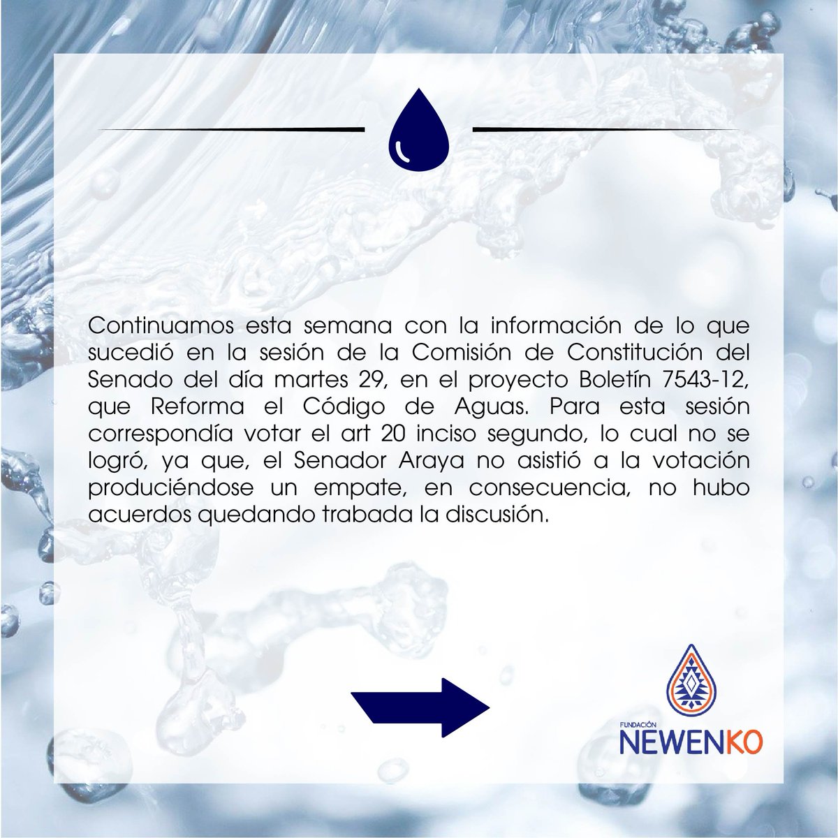 FundacioNewenko's tweet photo. Desde #Newenko compartimos el seguimiento legislativo a la reforma al Código de Aguas correspondiente a la semana del 28 de septiembre y hacenos una pequeña reflexión en el #DiaNacionaldelMedioAmbiente
#sinpresionnohayagua #códigodeaguas #seguimientolegislativo
#medioambiente https://t.co/pGurLNEWLv