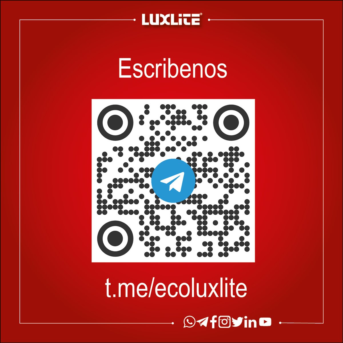 ¿Te gusta ser diferente? Hemos habilitado un nuevo canal de comunicación con la iluminación que prefieres, ahora en Telegram t.me/ecoluxlite Escríbenos.