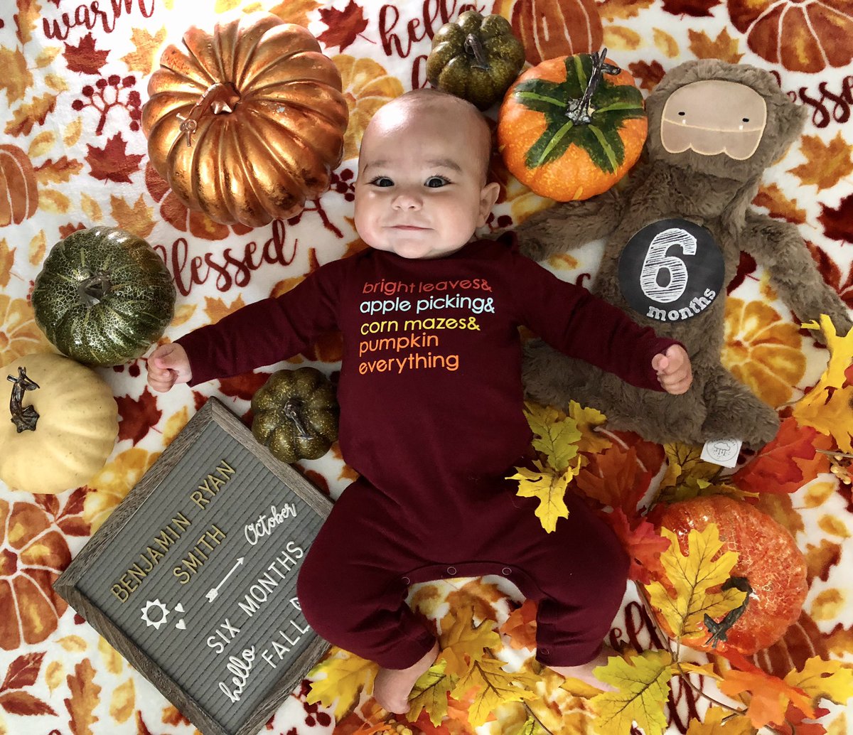 Happy SIX MONTHS to our little pumpkin 🎃. We can’t believe half a year has passed since you came into our lives. What a whirlwind it has been! You make us laugh everyday and have filled our hearts to the brim with love and joy.🥰Happy 1/2 Birthday, Benjamin!❤️#October1st 🍁