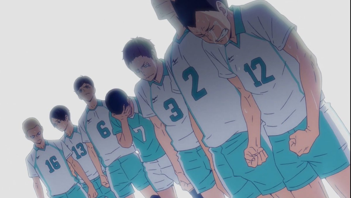  haikyuu spoiler ....production ig really said "u know what let's bring back the pain" and then shows these clips of the players crying on the ed 
