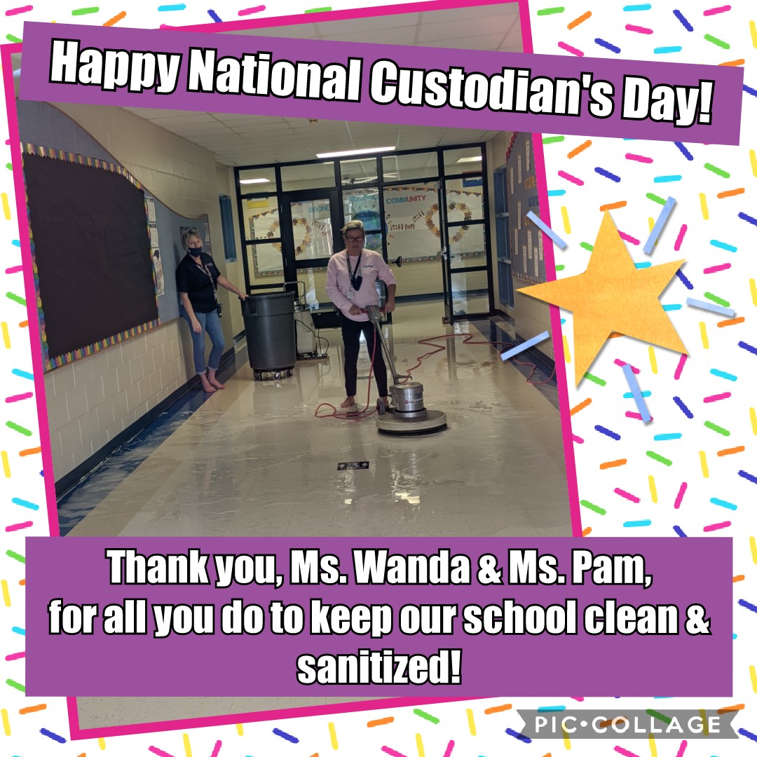 Happy National Custodian's Day to Ms. Wanda and Ms. Pam! These ladies keep our school clean and sanitized. We are so appreciative of all their hard work and dedication to our school. ❤️ #betterthantheBESt