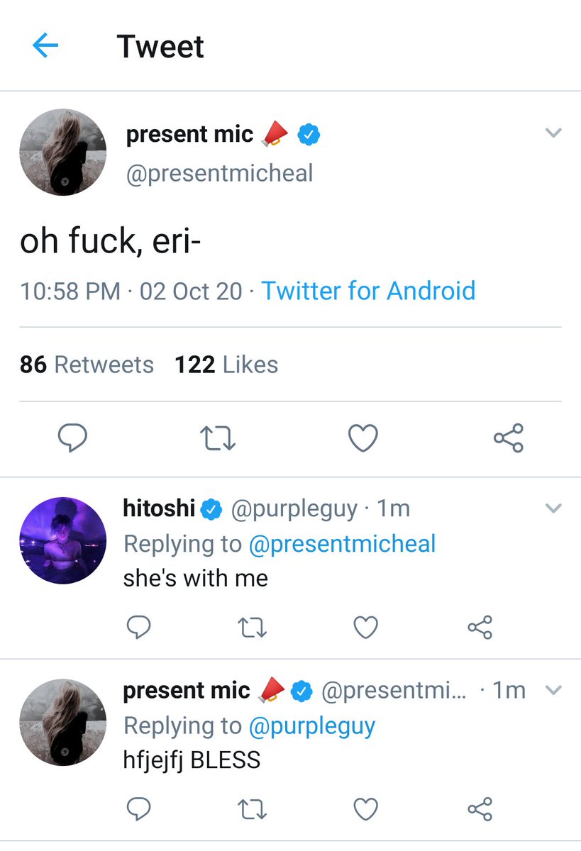 id like to specify that mic didnt forget eri existed, they just forgot abt the possibility of her interacting with shouta while shouta has no idea she exists. bc she doesn& #39;t. in his time.