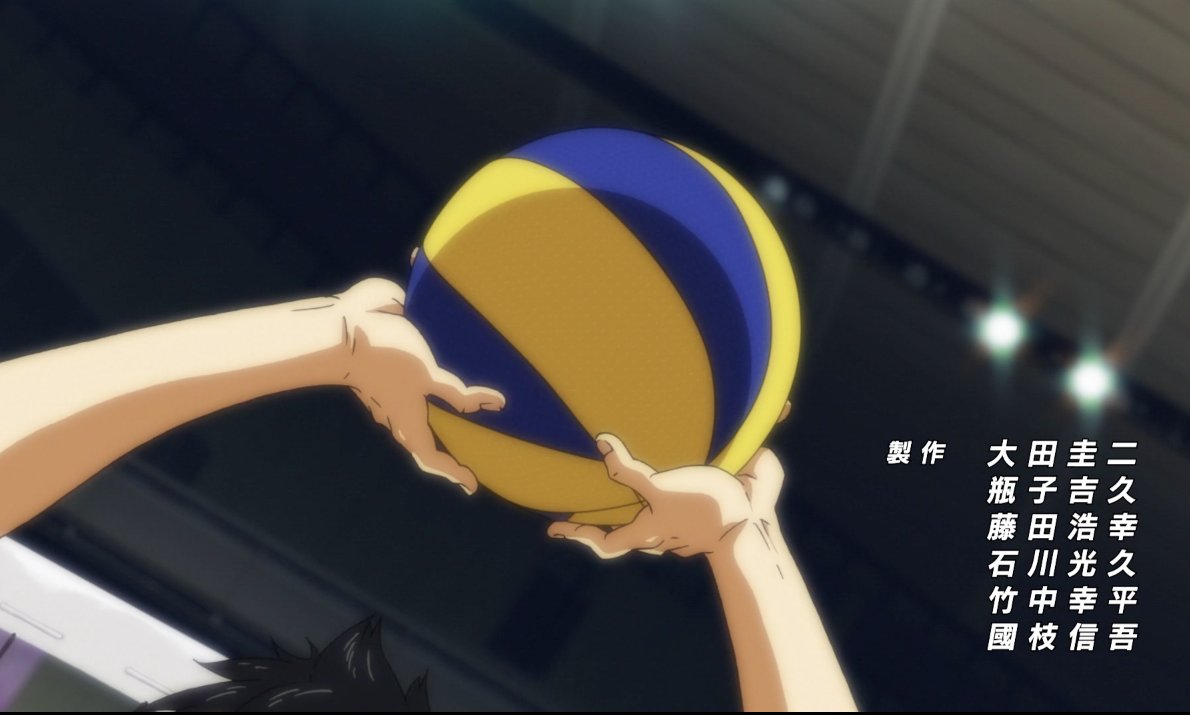 Then we have the main rivalry of the season, that sets the standard of the plays. Miya Atsumu throwing a serve toss into the lights, & Kageyama setting a ball into the light. The ball dissolving into the light is a motif to indicate "success", as it is the means to attain.