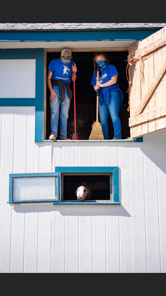 UKAgEquine's tweet photo. We wrap up day 5 of the #UKEquineWeekofService. Volunteers completed 100 hours of service today! Thank you Blue Grass Farms Charities, KY Equine Adoption Center, KHP, New Vocations Racehorse Adoption Program, Our Mims Retirement Haven &amp; Secretariat Center. #UKEquine #AgEquine https://t.co/e2BIfqMBqR