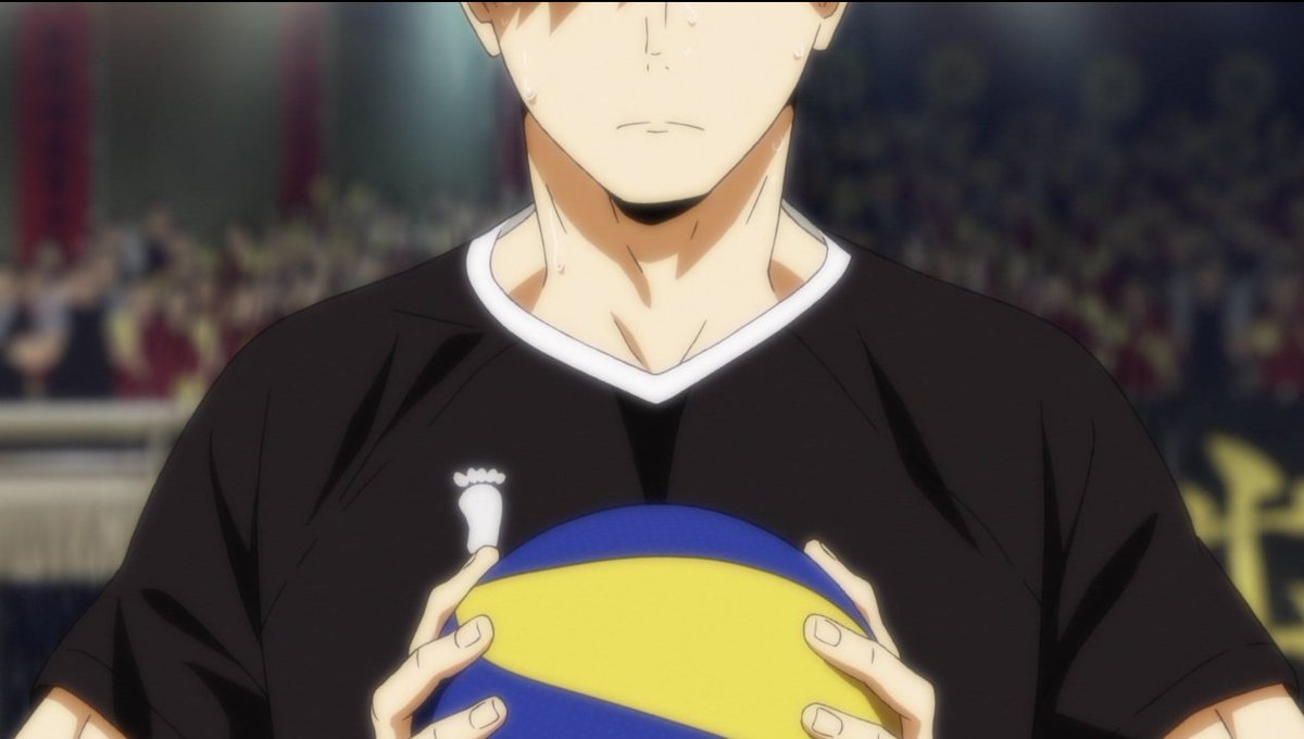 Nishinoya saving a ball & finding his ground.Then there is again a partial shot of Atsumu's face while there is steam rising off him showing his excitement to run wild & challenge Karasuno, the freak combo & Kageyama, through serves, sets & recieves.