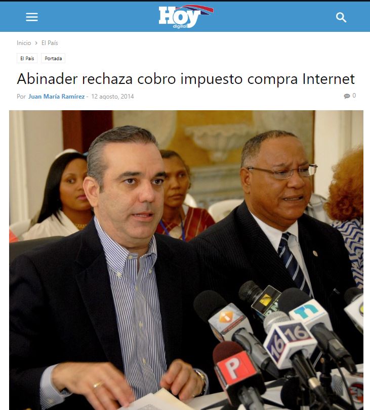aravelo3's tweet photo. Recordatorio @luisabinader, "Abinader rechaza cobro impuesto compra Internet" https://t.co/ah9yXWbCqW