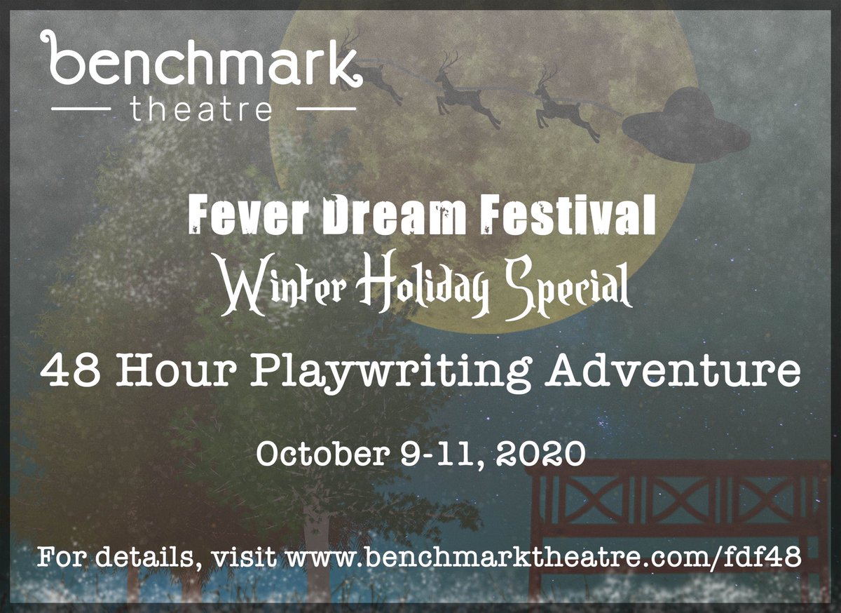Calling all Colorado playwrights! We hope to see you (virtually) for our 48 hour writing session, Oct. 9-11. Please visit our website for more info, or to sign up! Selected pieces will be on stage at #TheBench this winter. #FDFHoliday #LocalWriters