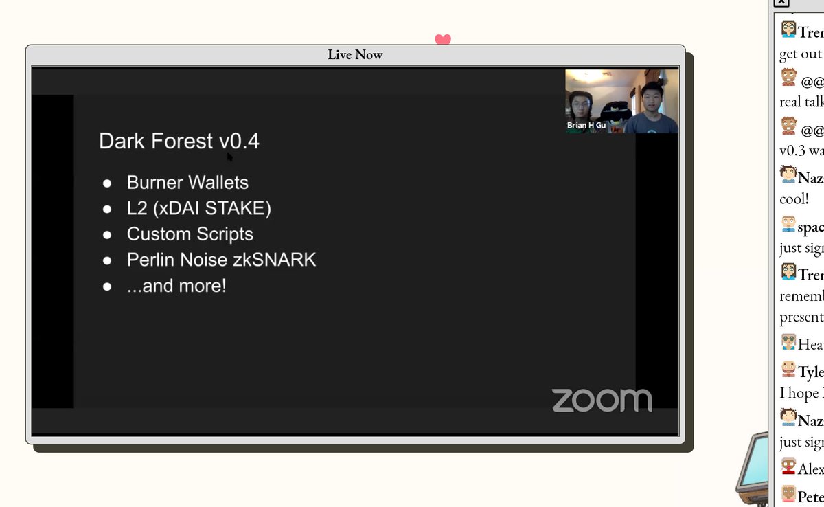 Dark Forest v0.4- burner wallets (cc  @dmihal  @austingriffith)- L2 (xDAI stake)- Custom scripts- perlin Noise zkSNARK- and more!