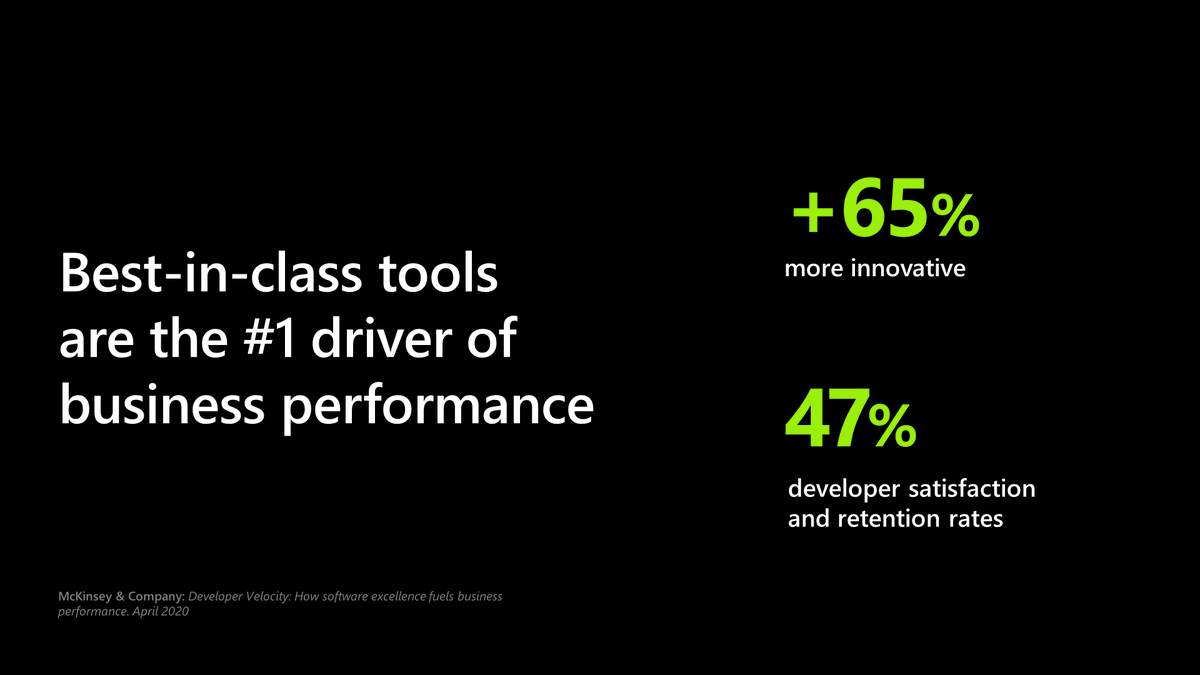 VisualStudio's tweet image. #DeveloperVelocity isn't just about the speed of delivery, it's about improving the all-around ingenuity of your software engineers. Find out how: msft.it/6013Ta6jL