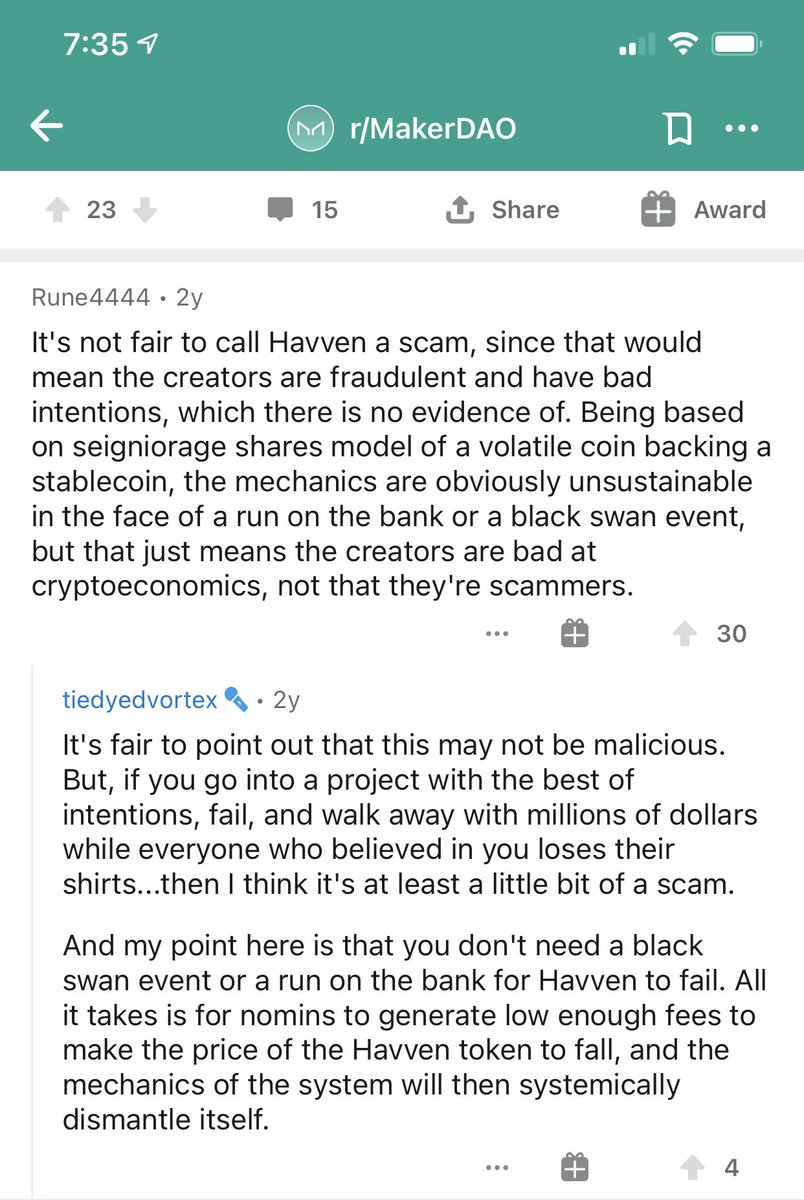 This is literally a discussion that happened in the Maker reddit with  @RuneKek who at least defended us as not being a scam :) but yeah I remember this vividly almost three years later.