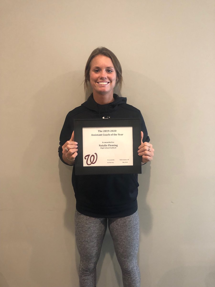 Congrats to Natalie Fleming for earning the 2019-20 Assistant Coach of the Year for her work with the HS Softball program!