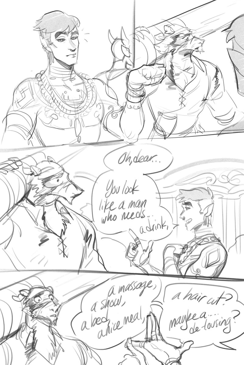 the most recent episode of #PiratesofLeviathan provided me with one of my actual favorite tropes, so I had to draw this moment!  or part of it anyway--I'll try and do the rest when I'm not so tired. @v@ 