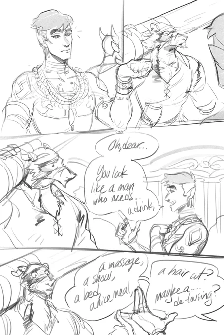 the most recent episode of #PiratesofLeviathan provided me with one of my actual favorite tropes, so I had to draw this moment!  or part of it anyway--I'll try and do the rest when I'm not so tired. @v@ 