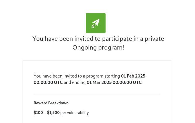 bug_dragon_'s tweet photo. Program starting 01 feb 2025 😜 #bugcrowd https://t.co/KOc8BwHDVA