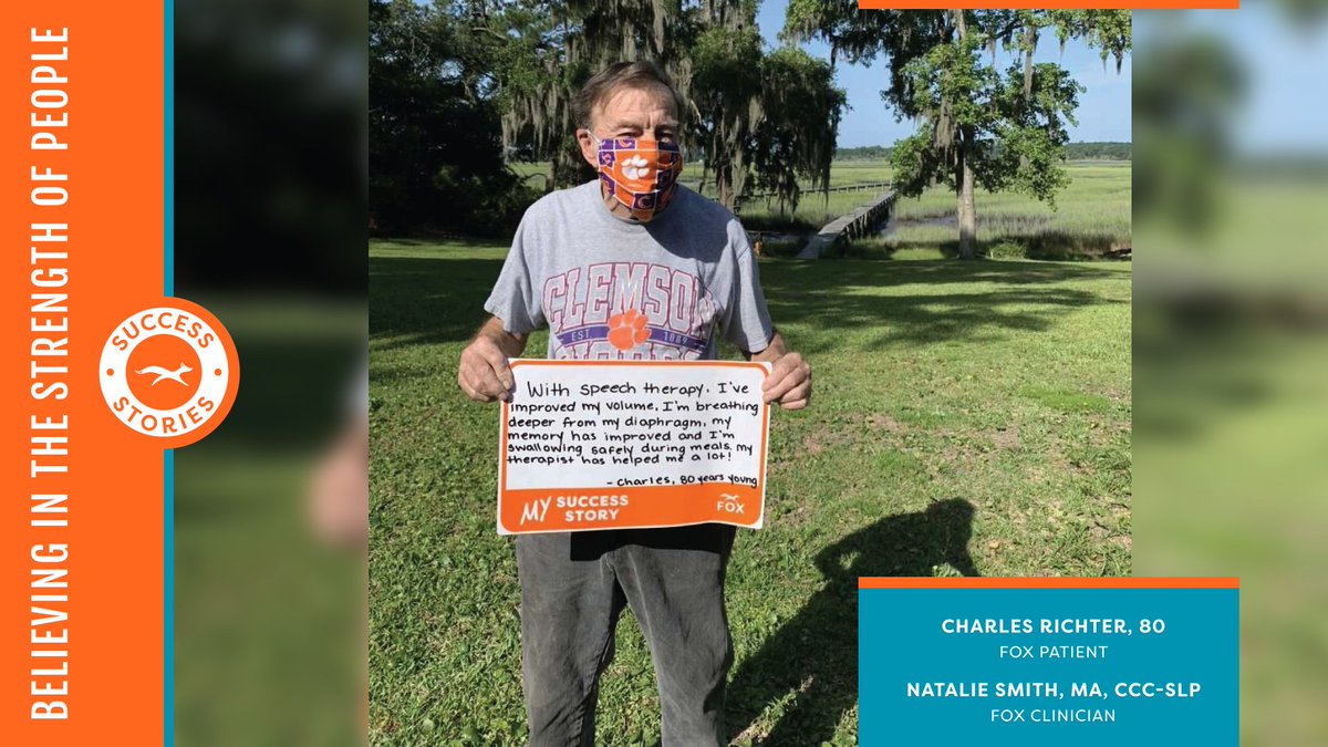FOXRehab's tweet photo. Charles Richter, 80 years young, has made improvements in his speech, memory, and swallowing thanks to the care he received from FOX clinician Natalie Smith, MA, CCC-SLP.
#FOXfeats #WeAreFOX #OutpatientOnWheels #FreshFromFOX #SpeechLanguagePathology https://t.co/42A85cO6lZ