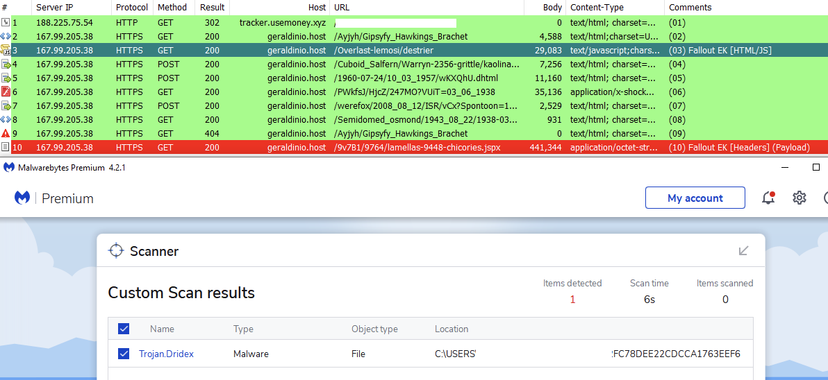 Threat_Down's tweet photo. #Malvertising ➡️ #FalloutEK ➡️ #Dridex

🚨 IOCs 🚨

FalloutEK: 
167.99.205.38

Dridex:
44164ede55b7ee39b8dbaef02b46fec61736b26a92fc78dee22cdcca1763eef6 https://t.co/NIQ4DkOu0B