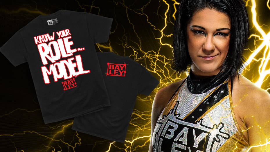 WWEShop's tweet photo. #KnowYourRoleModel Get the all new @itsBayleyWWE tee exclusively at #WWEShop! #WWE

https://t.co/IyTMcQj8oV https://t.co/OLUPuxjp5r