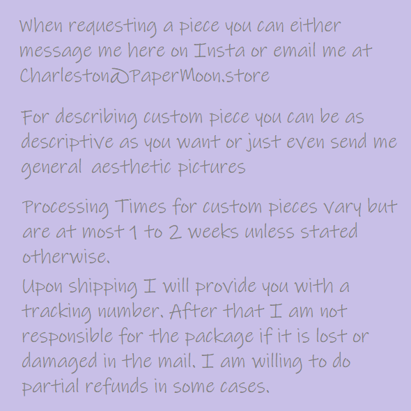 PaperMoonsStore's tweet image. Want a custom piece? Read this info on prices and how to commission me!