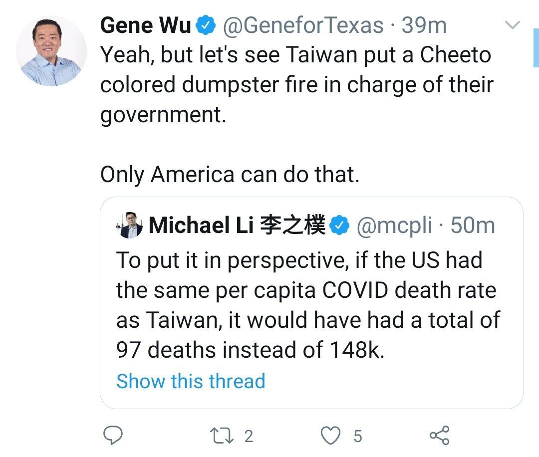 Wu has several tweets displaying his bigotry while simultaneously commenting on the color of "White" skin. Which is commonly referred to as racismWu also routinely race baits by labeling those he disagrees w/ as "Alt-Right" and then labels the "Alt-Right" as "White Supremacist"