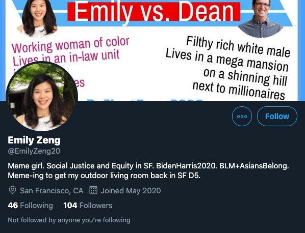 Update: That didn't take long  @EmilyZeng20. I see you deleted the memes using Emily Chen's name and photo as well. I'll add some of them here for posterity.