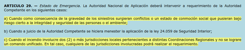 nachilos_'s tweet photo. Me puse a investigar leyes, resoluciones, instructivos, etc. relacionados a los incendios #ArgentinaEnLlamas y quedé con más preguntas que respuestas...

Algunas preguntas:
1. ¿Ya se activó el ESTADO DE EMERGENCIA definido en el art. 29 de la Ley de Manejo del Fuego? (Ley 26.815) https://t.co/Ve7kkrrwnt