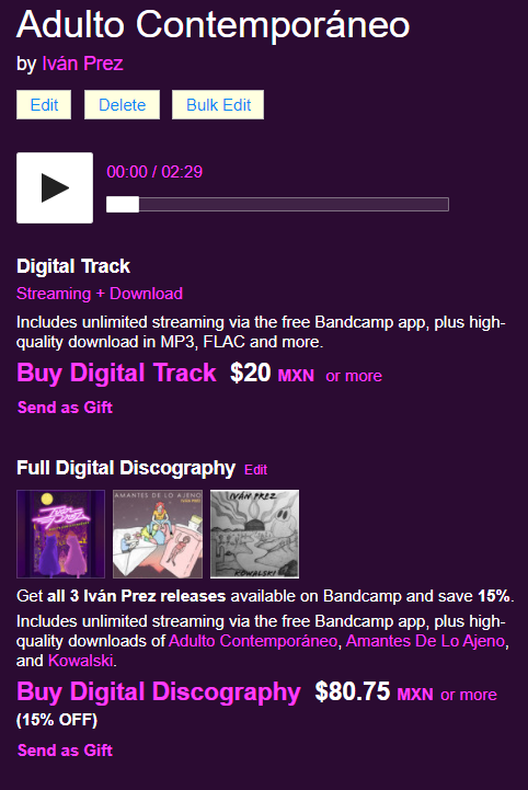 Recuerden que también pueden comprar toda la discografia con un descuento del 15%
#supportlocal