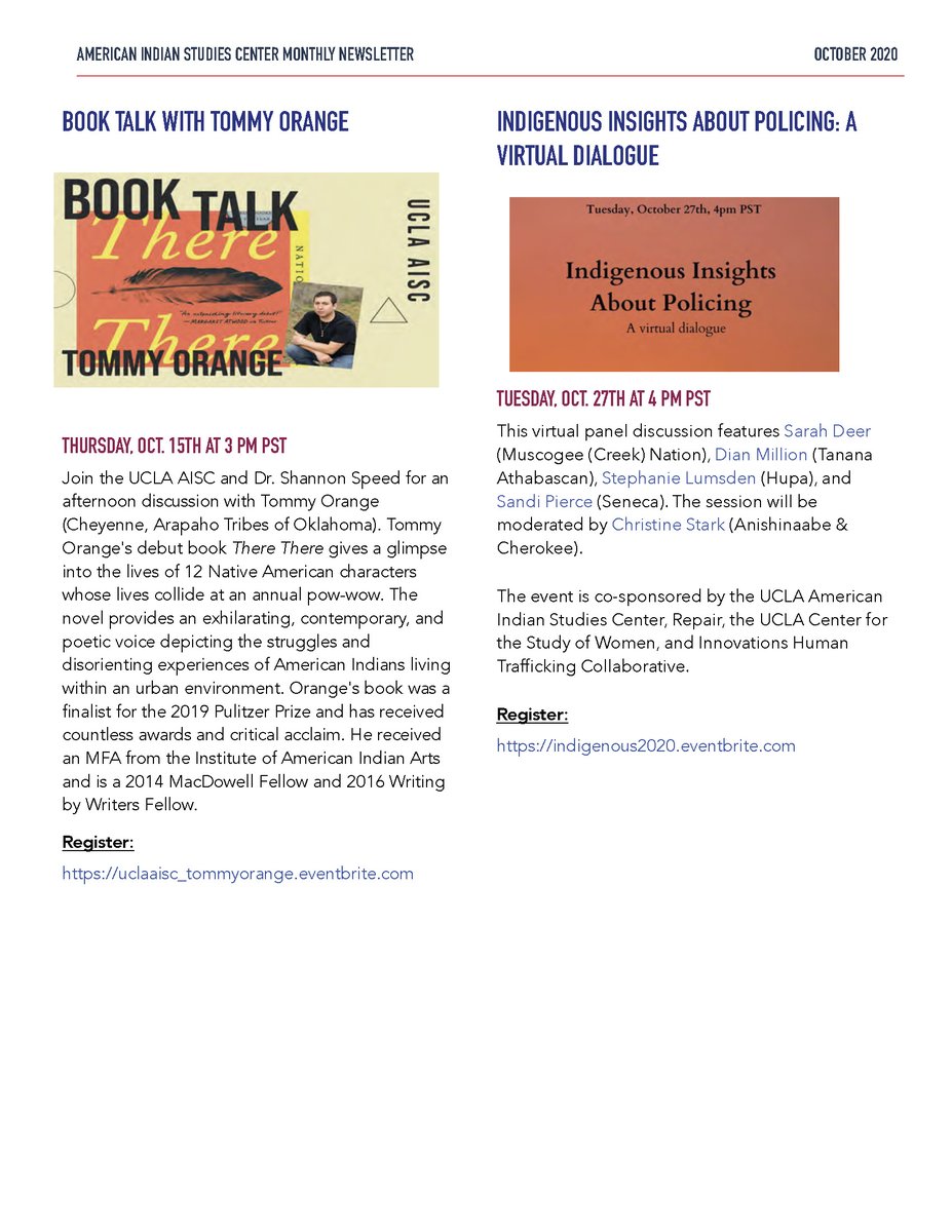 2/3 October's UCLA American Indian Studies Center's Newsletter
#UCLA #UCALAISC